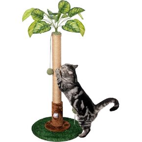 Cat Scratching Post Cat Scratcher 32 inch Tall Scratching Post with Sisal Rope for Indoor Cats Scratcher Cute for Kitten Scratching Post Green with Cat Toy