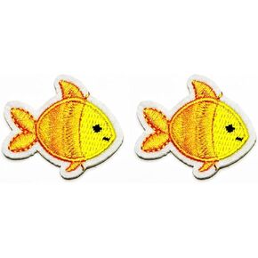 Rareeasy Patch Set 2 Pcs. Mini Cute sea Fish Orange Patches Embroidered Iron-On Patch Sticker Kids Cartoon Logo Jackets Bags Hat Jeans T-Shirt Backpacks Costume