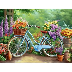 Diymood Painting 5D Diamond Painting Garden Flower, Paint with Diamonds DIY Diamond Art Cycling, by Numbers Kits Full Drill Rhinestone for Home Wall Decor 40x50
