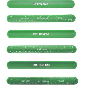 Scout Be Prepared Slap Band Ruler Bookmark Pack of 6 - for Cadet and Senior Scouts. Trefoil Green - Great Favors, Swaps, Gift or Fun Add On Items, Accessories, Fidget Bracelet