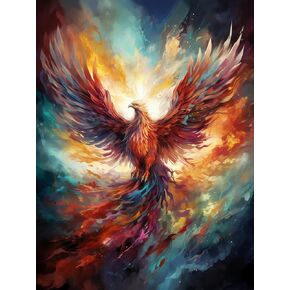 Kaliosy 5D Diamond Art Kits for Adults Phoenix by Number Kits, Diamond Painting Art Animal DIY Full Drill Crystal Craft Cross Stitch Embroidery Decoration (12x16 inch)