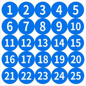 1-25 Circle Numbered Vinyl Stickers,Anti-Fading Waterproof 1 in Self Adhesive Die Cut Consecutive Number Vinyl Decal,Production and Fitness Equipment Flexible Small 1-10 Number Stickers （Red）