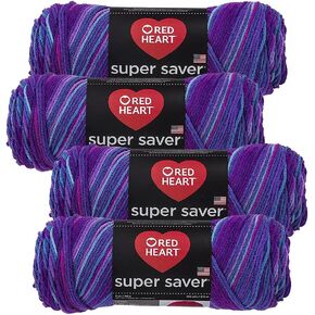 Red Heart Super Saver Yarn (4-Pack of 5oz Skeins) (Grape Fizz)