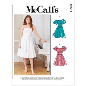McCall's Misses' Fit and Flared Dress Sewing Pattern Kit, Code M8211, Sizes 18W-20W-22W-24W, Multicolor