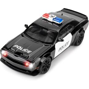 Hellcat Toy Cars for Collectible 1:22 Dodge Challenger SRT White Hellcat Toy, Diecast Vehicle Toy with Lights and Sounds,Pull Back Decoration Model Car Toy for Adults Kids Birthday Gifts