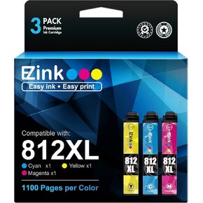 E-Z Ink 812XL New Upgraded Chips High Yield 812XL Ink Cartridges Remanufactured Replacement for Epson 812 XL T812XL Ink Cartridge to use with WF-7310 WF-7820 Pro WF-7840 EC-C7000 Printer, CYM 3 Pack