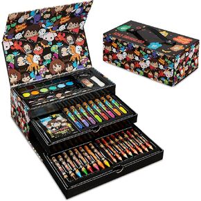 Harry Potter Colored Pencils 130pcs Art Supplies Drawing Kit School Supplies Painting Girls Drawing Pencils Art Kit Travel Case with Crayons Arts and Crafts for Kids 4-12 (Black)