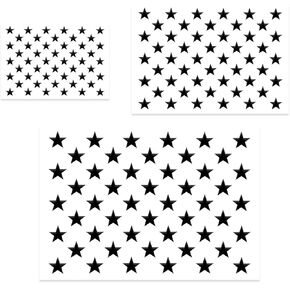 3pcs Star Stencils for Painting, 50 American Flag Star Stencil, 3 Sizes Large Plastic Stencil Template for Painting on Wood, Fabric, Paper, Airbrush, Walls Art