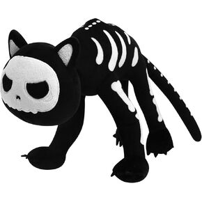 Halloween Stuffed Plush Toys, Halloween Black Cat Plush Toy, Skeleton Black Cat Stuffed Animal Pillows Black Cat Plushie Toys Gifts for Kids Adults Birthday Halloween Home Decor
