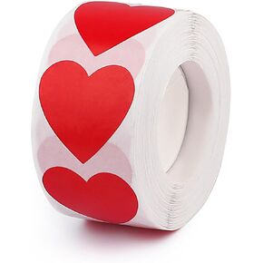 500PCS Red Heart Sticker,1 inch Valentine's Day Love Shape Self-Adhesive Labels, for Invitation, Envelopes, Crafting, Scrapbooking, Award Charts, Offices, Classrooms, Bookmarks