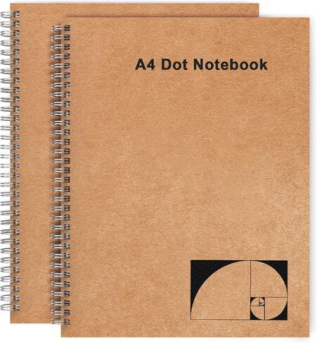 A4 Graph Paper Notebook, 2 Pack Large Spiral Grid Notebook, 200 Pages 100gsm Thick 5mm Square Paper Quad Notebook for Engineering, Math, Taking Notes, Drawing - Kraft Brown Cover, 8.5" x 11" in Kuwait
