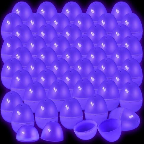 Shinyrelief 36 PCS توهج في بيض عيد الفصح المظلم 2.4 بوصة البلاستيك بيض قابلة للملء ، وسلة عيد الفصح حشو هدايا الحفلات إمدادات الزخارف (الأرجواني) in Kuwait
