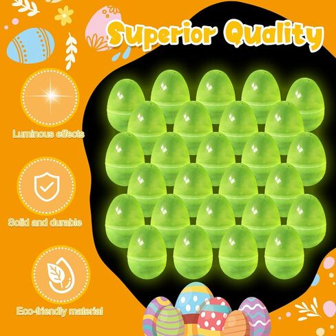 Shinyrelief 36 PCS توهج في بيض عيد الفصح المظلم 2.4 بوصة البلاستيك بيض قابلة للملء ، وسلة عيد الفصح حشو هدايا الحفلات إمدادات الزخارف (الأرجواني) in Kuwait