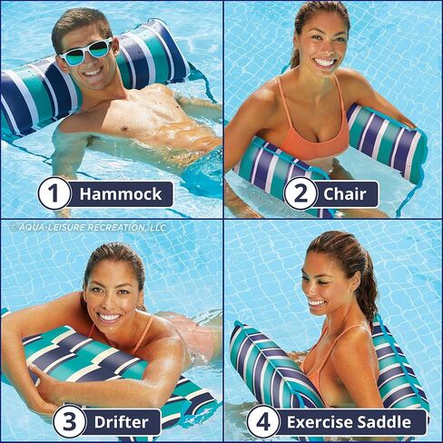 Aqua Original 4-in-1 Monterey Hammock Pool Float & Water Hammock – Multi-Purpose, Inflatable Pool Floats for Adults – Patented Thick, Non-Stick PVC Material in Saudi Arabia