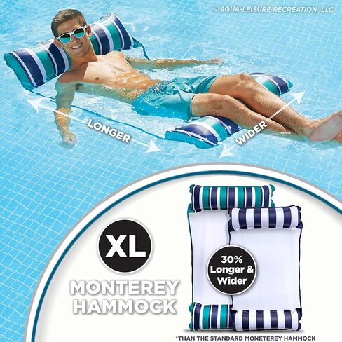 Aqua Original 4-in-1 Monterey Hammock Pool Float & Water Hammock – Multi-Purpose, Inflatable Pool Floats for Adults – Patented Thick, Non-Stick PVC Material in Saudi Arabia