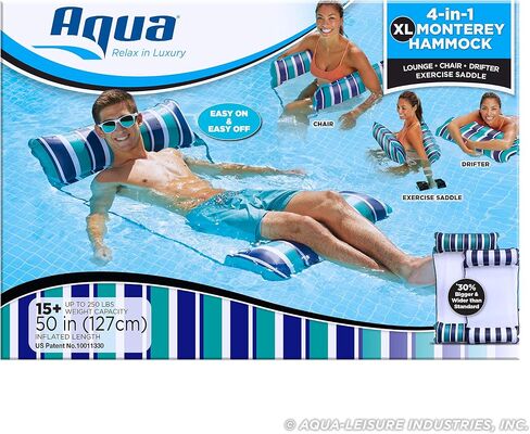 Aqua Original 4-in-1 Monterey Hammock Pool Float & Water Hammock – Multi-Purpose, Inflatable Pool Floats for Adults – Patented Thick, Non-Stick PVC Material in Saudi Arabia