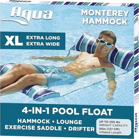Aqua Original 4-in-1 Monterey Hammock Pool Float & Water Hammock – Multi-Purpose, Inflatable Pool Floats for Adults – Patented Thick, Non-Stick PVC Material in Saudi Arabia