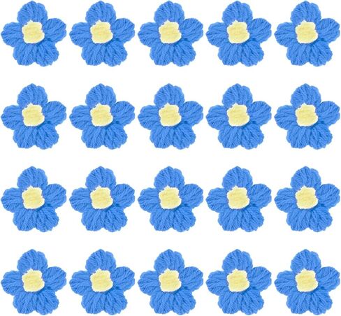 50-Pack Flower Sew on Patches,1.6 Inch Handmade Beautiful Crochet Flowers Crochet Floral Petals DIY Appliques Embellishments for DIY Clothes/Hats/Hair/Bags [Green and Yellow] in Saudi Arabia