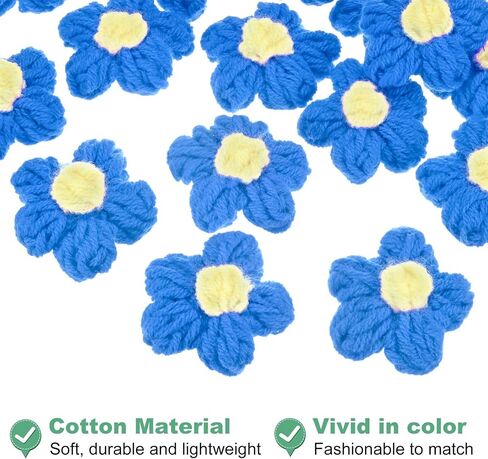 50-Pack Flower Sew on Patches,1.6 Inch Handmade Beautiful Crochet Flowers Crochet Floral Petals DIY Appliques Embellishments for DIY Clothes/Hats/Hair/Bags [Green and Yellow] in Saudi Arabia