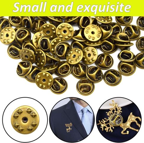 100 PCS Metal Locking Pin Backs,Brass Metal Locking Pin Keepers for Brooch Tie Hat Badge （Bronze/BJ） in Saudi Arabia