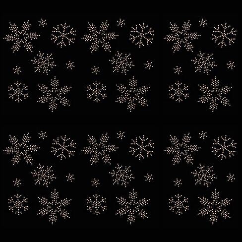 FINGERINSPIRE 6 Sheet Snowflake Rhinestone Iron on Transfer 48 pcs Multi-Snowflake Shape Glass Rhinestone Hotfix Appliques Bisque Color Glitter Rhinestone Hot Melt Patches for Christmas Clothes Decor in Kuwait