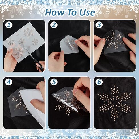 FINGERINSPIRE 6 Sheet Snowflake Rhinestone Iron on Transfer 48 pcs Multi-Snowflake Shape Glass Rhinestone Hotfix Appliques Bisque Color Glitter Rhinestone Hot Melt Patches for Christmas Clothes Decor in Kuwait