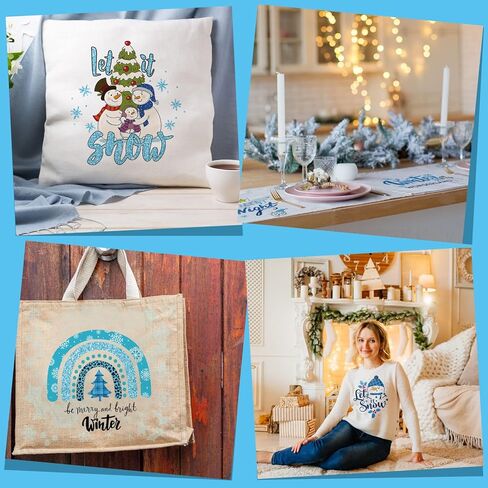 Ferraycle 30 Pcs Winter Iron on Transfers for T Shirts Winter Snow Heat Transfer Blue Ready to Press Decals Stickers Patches Design for Clothing DIY Craft Decoration(Winter Theme) in Kuwait