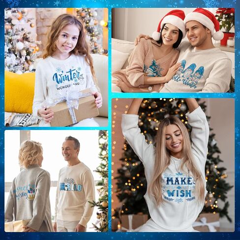 Ferraycle 30 Pcs Winter Iron on Transfers for T Shirts Winter Snow Heat Transfer Blue Ready to Press Decals Stickers Patches Design for Clothing DIY Craft Decoration(Winter Theme) in Kuwait