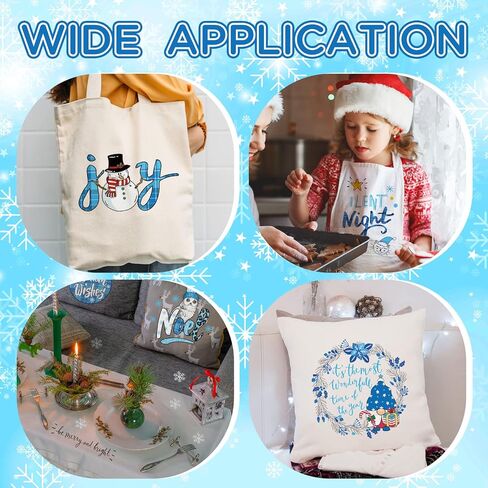 Ferraycle 30 Pcs Winter Iron on Transfers for T Shirts Winter Snow Heat Transfer Blue Ready to Press Decals Stickers Patches Design for Clothing DIY Craft Decoration(Winter Theme) in Kuwait