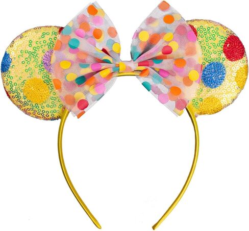JIAHANG Polka Dot Mic Mouse Ear Headband Sequin Bow Festival Costume Headwear Amusement Park Headpiece for Women Girls in Kuwait