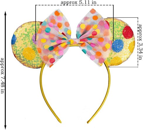 JIAHANG Polka Dot Mic Mouse Ear Headband Sequin Bow Festival Costume Headwear Amusement Park Headpiece for Women Girls in Kuwait