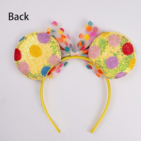 JIAHANG Polka Dot Mic Mouse Ear Headband Sequin Bow Festival Costume Headwear Amusement Park Headpiece for Women Girls in Kuwait