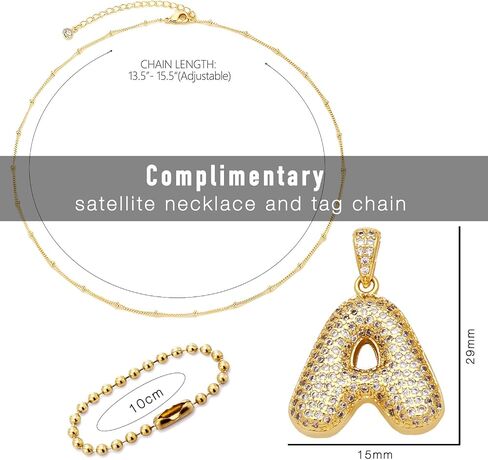 stino Cubic Zirconia Bubble Letter Charm for Jewelry Making, Alphabeta Initial Neclace Pendant, Gold Tone Brass in Saudi Arabia