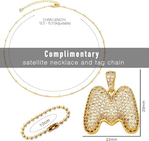 stino Cubic Zirconia Bubble Letter Charm for Jewelry Making, Alphabeta Initial Neclace Pendant, Gold Tone Brass in Kuwait