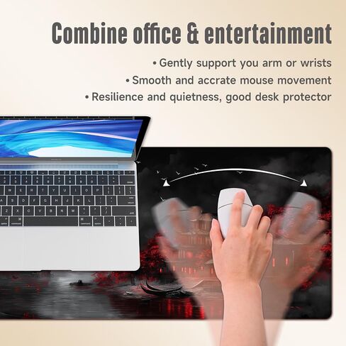 Extended Gaming Mouse Pad, Large Mouse Mat 3 mm Nature Rubber Base Mousepad with Stitched Edges, Non-Slip Desk Mat for Office Home Great Gift 31.5x11.8 Inch (Dark Canyon 5) in Saudi Arabia