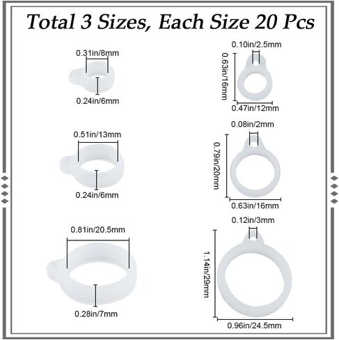 GORGECRAFT 60Pcs 3 Sizes Silicone Rubber Rings Anti-Lost Adjustable Holder Multipurpose Cases Necklace Lanyard Replacement Pendant Carrying Kit for Pens Keychains Office Sport 8mm 13mm 20mm in Kuwait