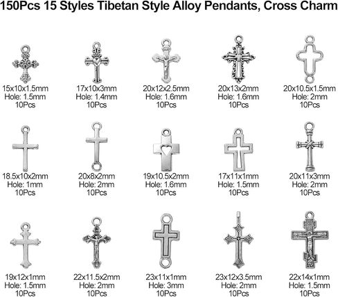 Ornazy 150 PCS 15 Styles Silver Silver Small Charms Vintage Deneric Dener in Saudi Arabia