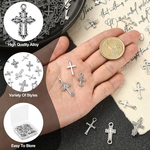 Ornazy 150 PCS 15 Styles Silver Silver Small Charms Vintage Deneric Dener in Saudi Arabia
