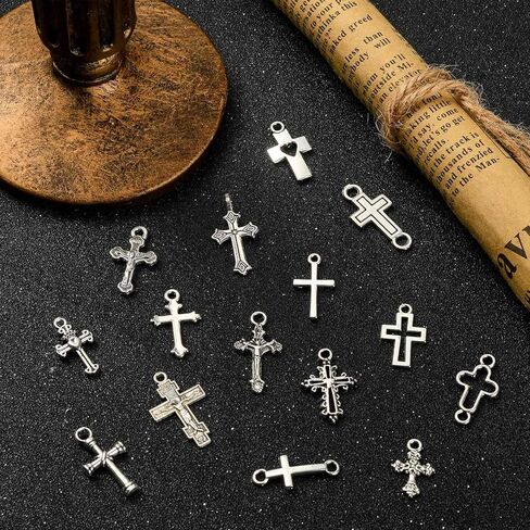 Ornazy 150 PCS 15 Styles Silver Silver Small Charms Vintage Deneric Dener in Saudi Arabia