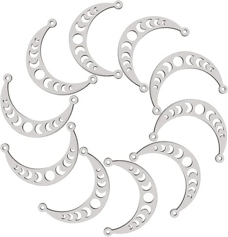 10 Pieces Moon Phase Charms 304 Stainless Steel Moon Pendants Crescent Charm Pendants for Jewelry Necklace Bracelet Earring Making in Saudi Arabia