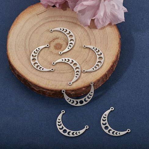 10 Pieces Moon Phase Charms 304 Stainless Steel Moon Pendants Crescent Charm Pendants for Jewelry Necklace Bracelet Earring Making in Saudi Arabia