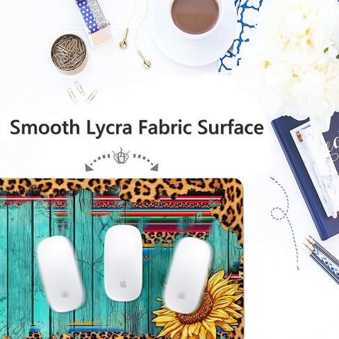 Sunflowers Leopard Large Mouse Pad, PU Leather Desk Pad Protector, Non-Slip Computer Desk Writing Mat, Gaming Keyboard Mouse Pad, Office Desk Accessories in Saudi Arabia