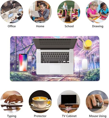 Sunflowers Leopard Large Mouse Pad, PU Leather Desk Pad Protector, Non-Slip Computer Desk Writing Mat, Gaming Keyboard Mouse Pad, Office Desk Accessories in Saudi Arabia