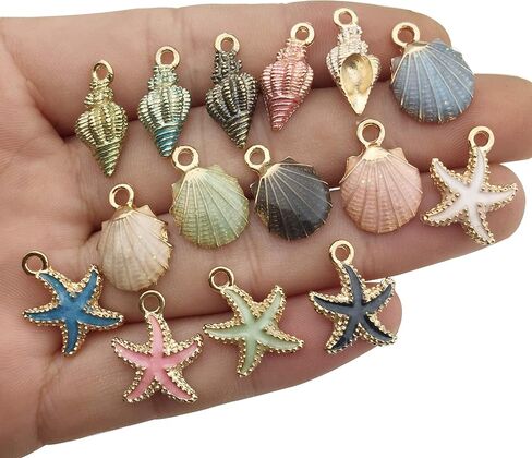 WOCRAFT Assorted Enamel Marine Sea Life Shell Charms for Jewelry Making Enamel Ocean Starfish Conch Shell Bracelet Charm Necklace Earrings Accessories DIY Crafts (Seashell-M156-60pcs) in Saudi Arabia