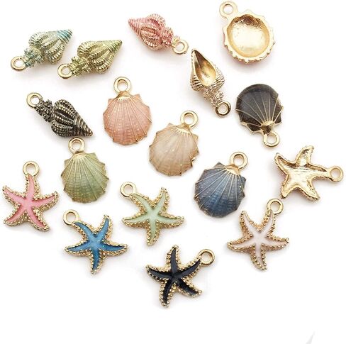 WOCRAFT Assorted Enamel Marine Sea Life Shell Charms for Jewelry Making Enamel Ocean Starfish Conch Shell Bracelet Charm Necklace Earrings Accessories DIY Crafts (Seashell-M156-60pcs) in Saudi Arabia