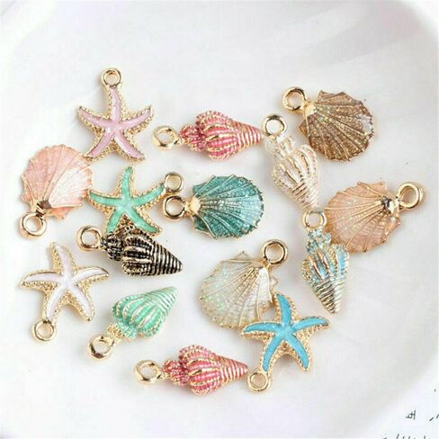 WOCRAFT Assorted Enamel Marine Sea Life Shell Charms for Jewelry Making Enamel Ocean Starfish Conch Shell Bracelet Charm Necklace Earrings Accessories DIY Crafts (Seashell-M156-60pcs) in Saudi Arabia