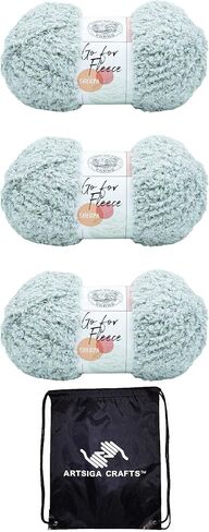 Lion Brand Go for Fleece Sherpa Fern 937-171 (3-Skeins - Same Dye Lot) Jumbo #7 Polyester Yarn for Crocheting and Knitting with Project Bag in Saudi Arabia