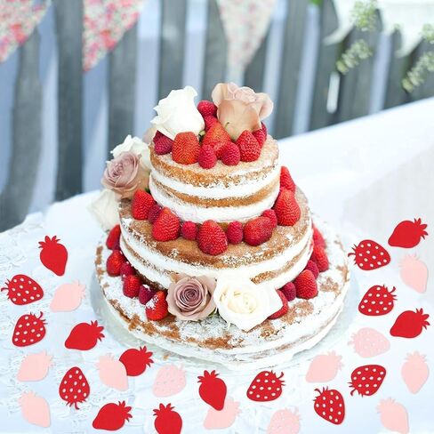 Strawberry Baby Shower Decorations a Berry Sweet Baby Is On The Way Banner with Strawberry Confetti for Strawberry Party Decoration Berry First Birthday Gender Reveal Party Supplies (Red) in Saudi Arabia
