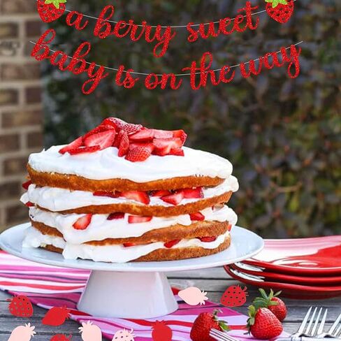 Strawberry Baby Shower Decorations a Berry Sweet Baby Is On The Way Banner with Strawberry Confetti for Strawberry Party Decoration Berry First Birthday Gender Reveal Party Supplies (Red) in Saudi Arabia