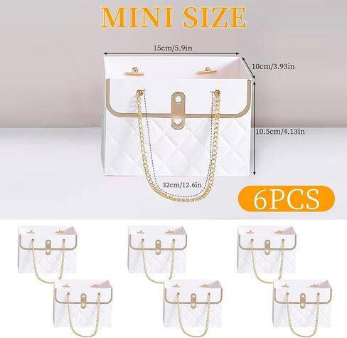 Flower Paper Gift Box with Metal Chain 6PCS Bouquet Storage Bucket Florist Bag with Handle Gift Case for Arrangements Wedding Gift Wrap Bags Pastel Gift Bags in Saudi Arabia